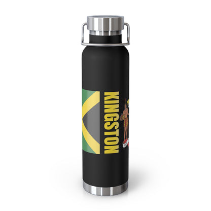 Personalized Jamaica Flag Insulated Copper Bottle - 22oz Souvenir Gift with Coat of Arms