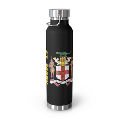 Personalized Jamaica Flag Copper Insulated Bottle - 22oz Souvenir for Proud Jamaicans St Mary