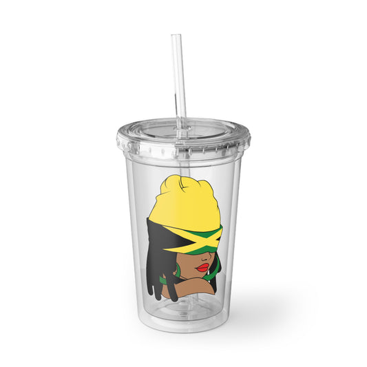 Jamaica Cup With Lid and Straw Jamaican Gift For Women Jamaica Flag Merchandise Jamaica Themed Products