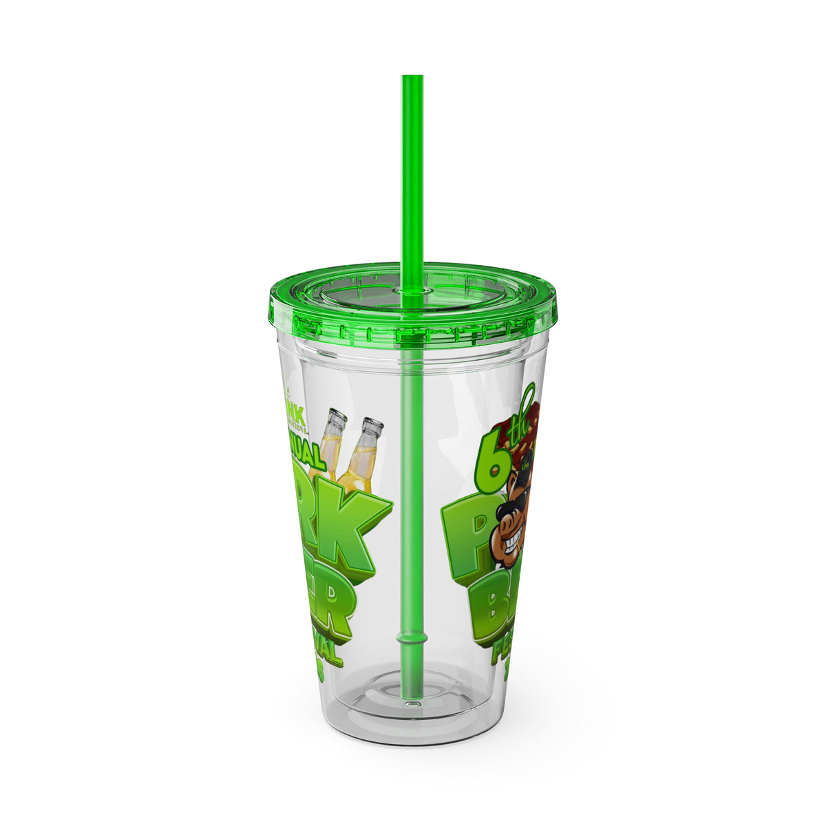Custom Pork & Beer Festival 16oz Tumbler with Straw