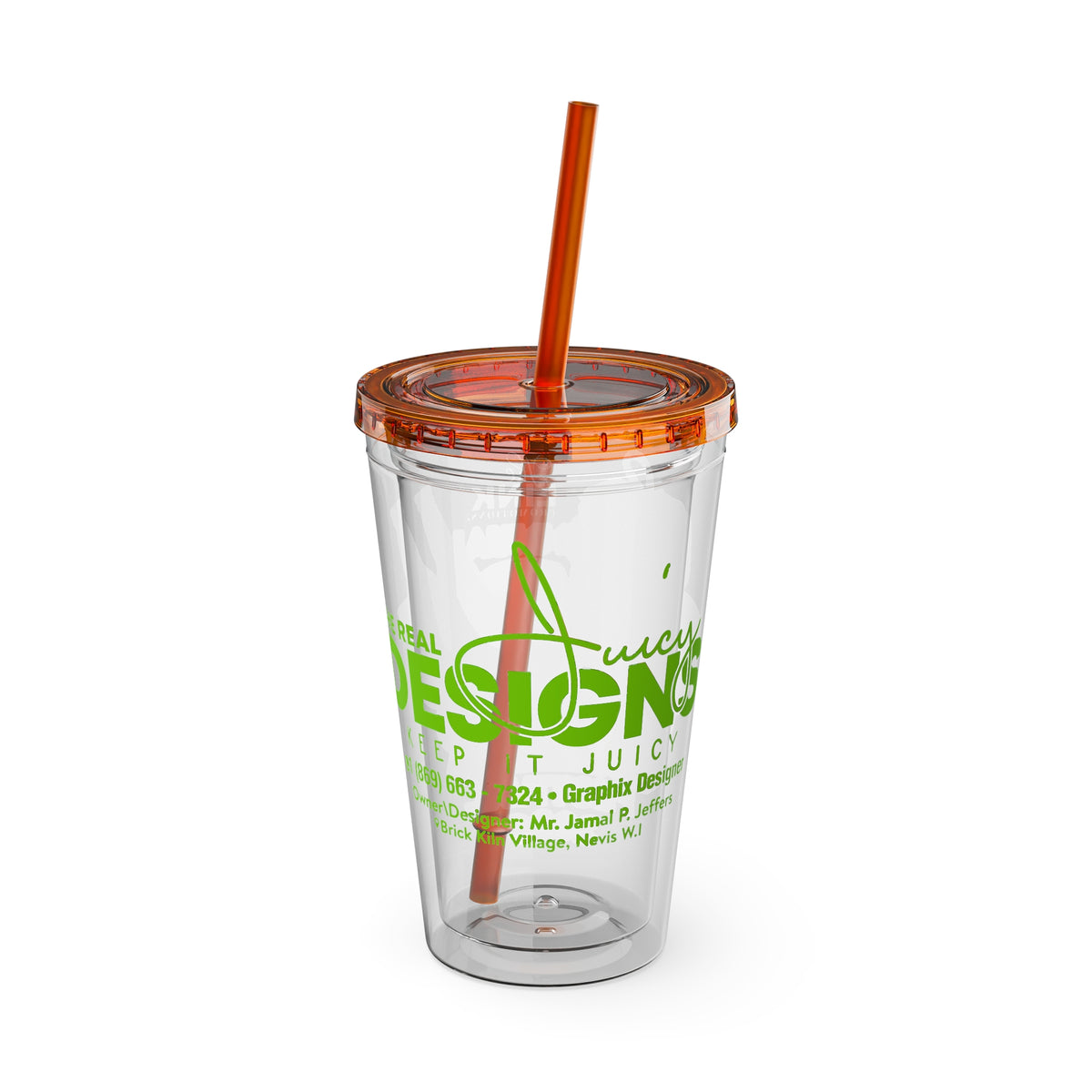 Custom Juicy Desing 16oz Tumbler with Straw