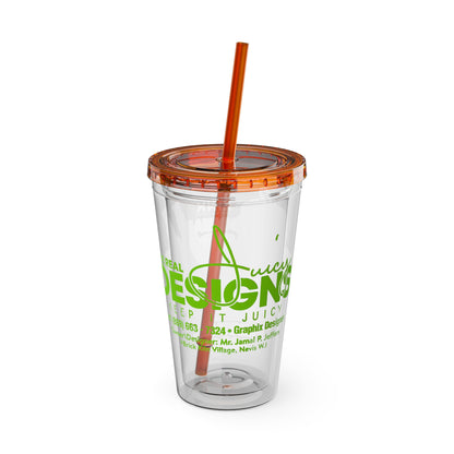 Custom Juicy Desing 16oz Tumbler with Straw