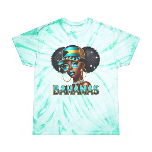 Patriotic Bahamian Woman with Bahamas Flag  Design Tie-Dye T Shirt