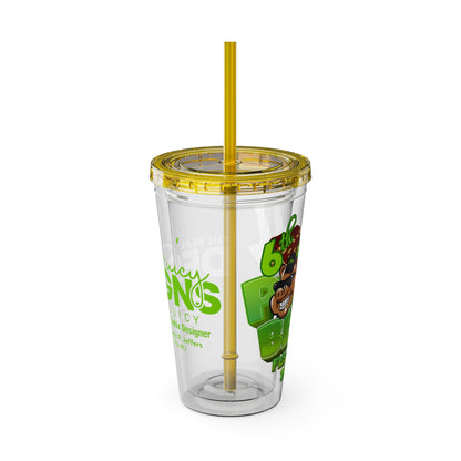 Custom Juicy Desing 16oz Tumbler with Straw