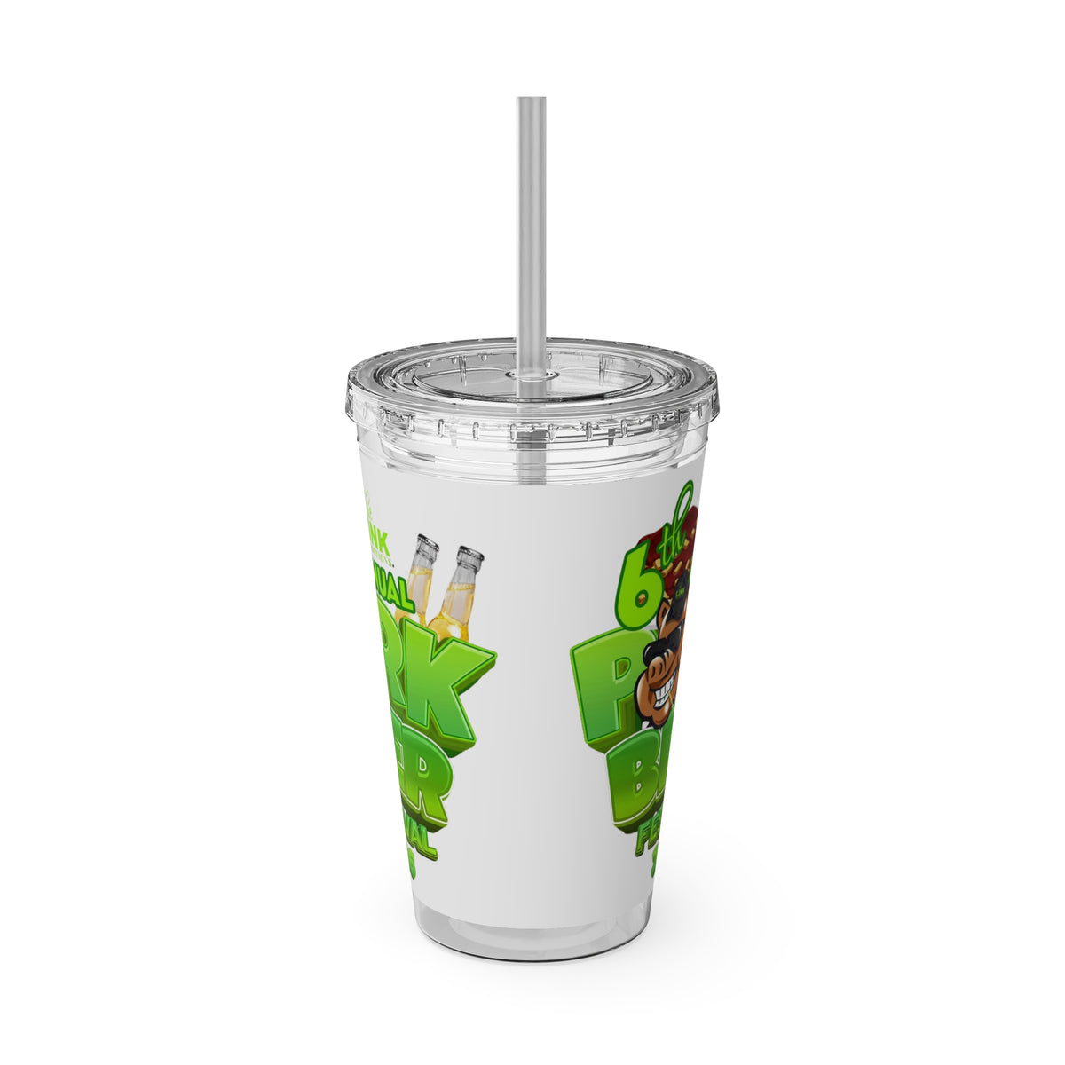 Custom Pork & Beer Festival 16oz Tumbler with Straw