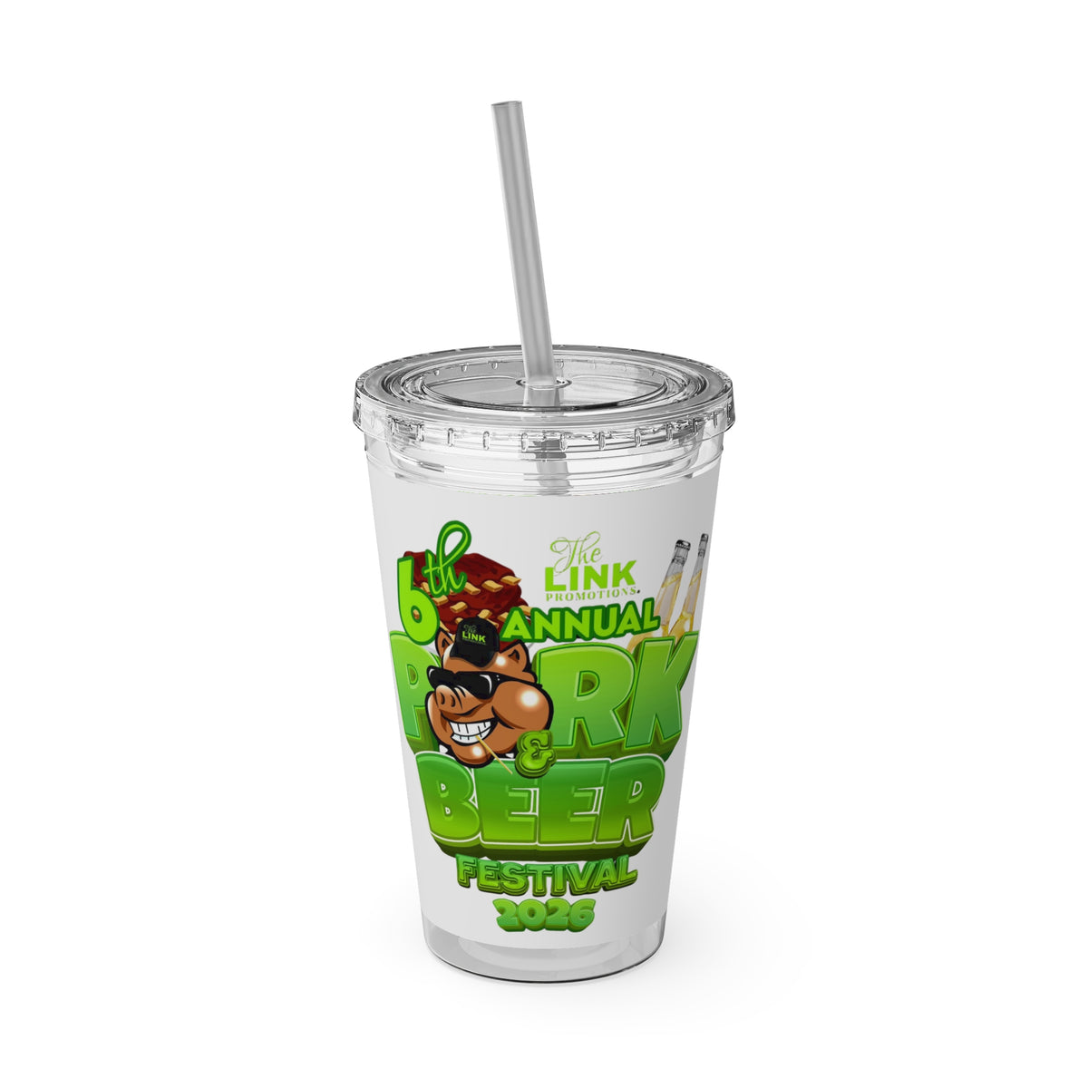 Custom Pork & Beer Festival 16oz Tumbler with Straw
