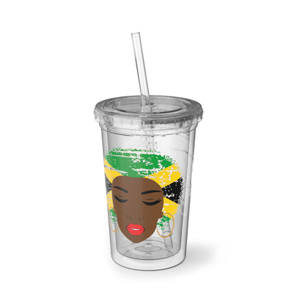 Jamaica Cup With Lid and Straw Jamaican Gift For Women Jamaica Flag Merchandise Jamaica Themed Products