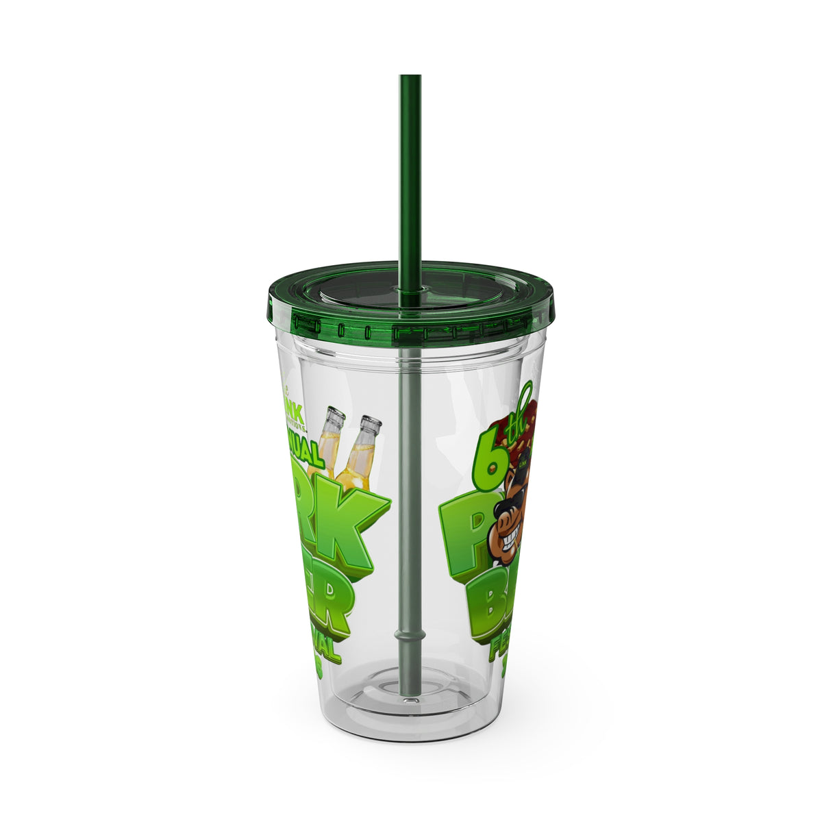 Custom Pork & Beer Festival 16oz Tumbler with Straw