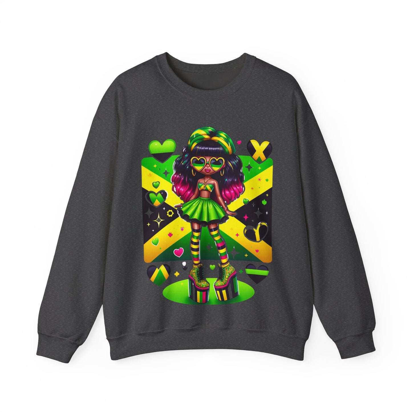 Jamaica Flag Sweatshirt For Jamaican Woman Jamaica Clothes For Women Jamaica Flag Clothes Jamaica Roots Clothes Jamaica Heritage Clothes