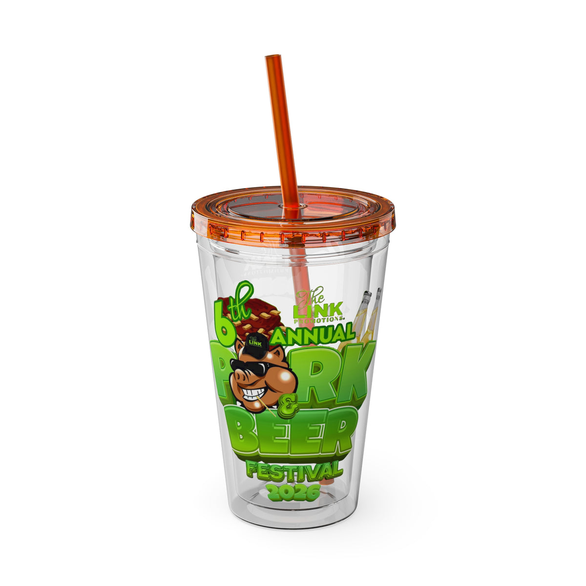 Custom Pork & Beer Festival 16oz Tumbler with Straw