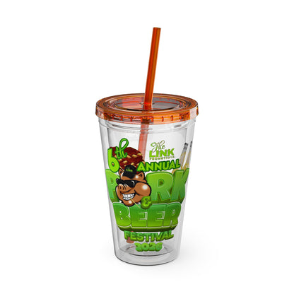 Custom Pork & Beer Festival 16oz Tumbler with Straw
