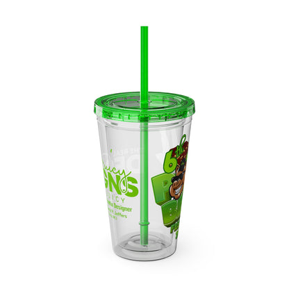 Custom Juicy Desing 16oz Tumbler with Straw
