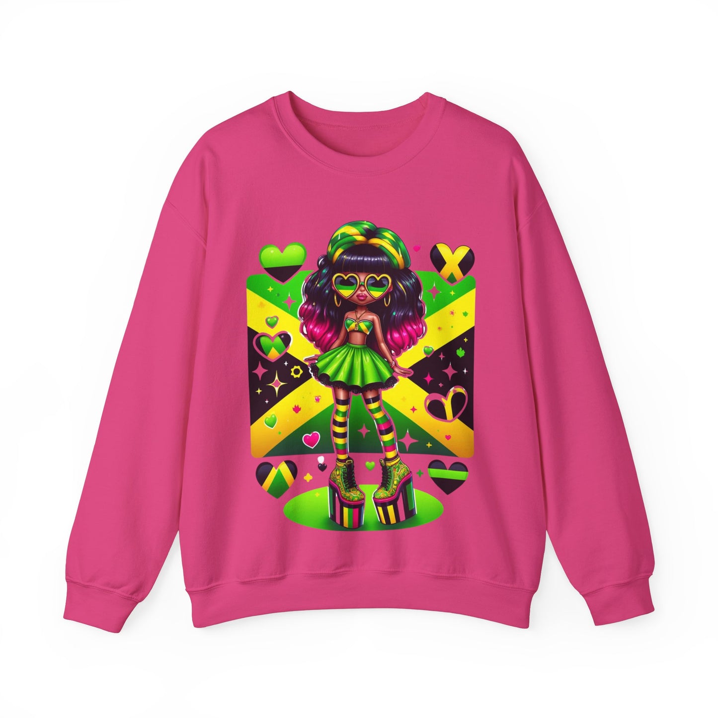 Jamaica Flag Sweatshirt For Jamaican Woman Jamaica Clothes For Women Jamaica Flag Clothes Jamaica Roots Clothes Jamaica Heritage Clothes