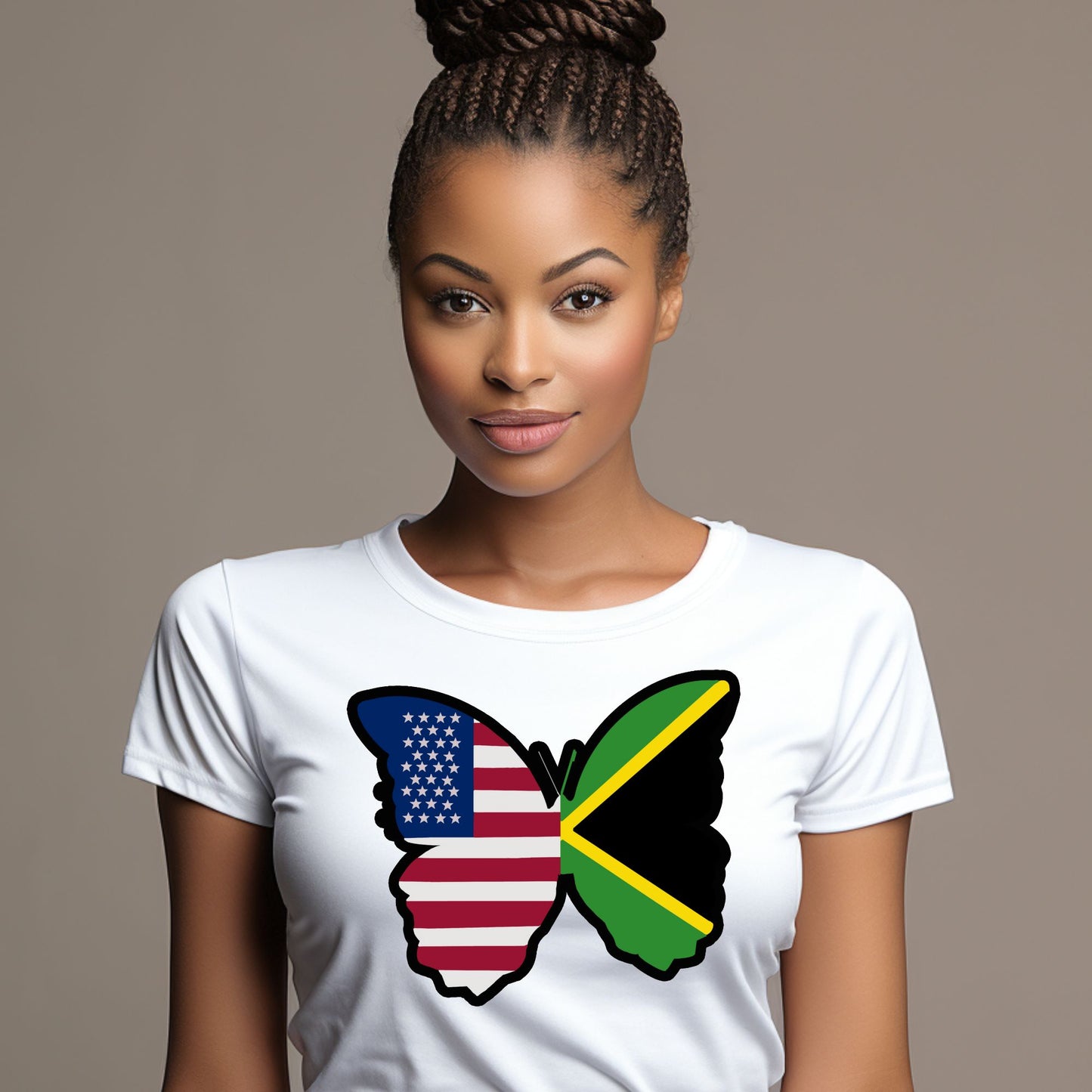 Jamaica Color T Shirt For Women Jamaica and American Flag Jamerican