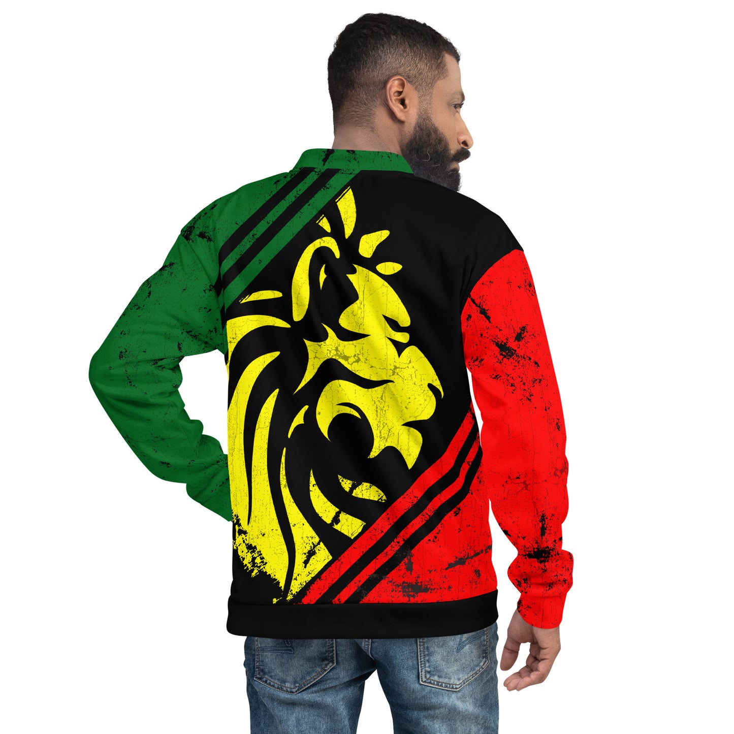 Red Green Yellow Rastafarian Color Jacket Lion Of Judah